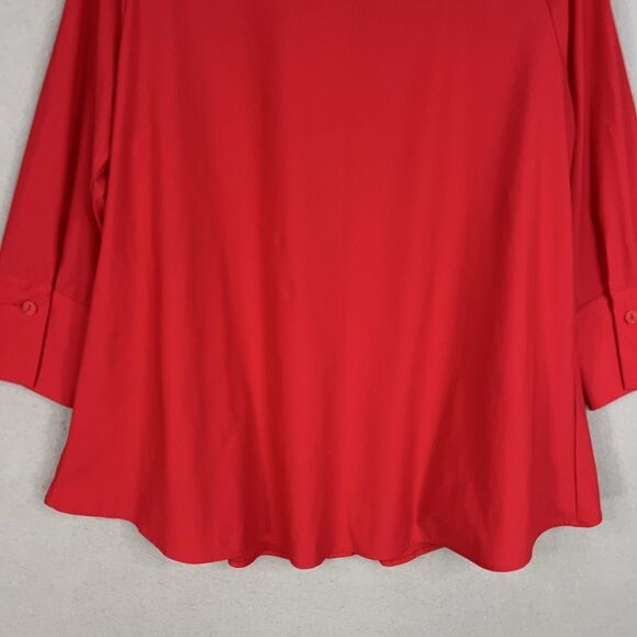 IC Collection Shirt Womens Small Red Tunic Connie K Artsy Eclectic Made in USA - Picture 13 of 16